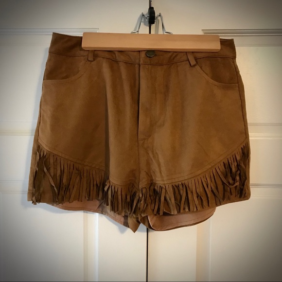 Fringe Micro-Suede Shorts - Picture 2 of 4